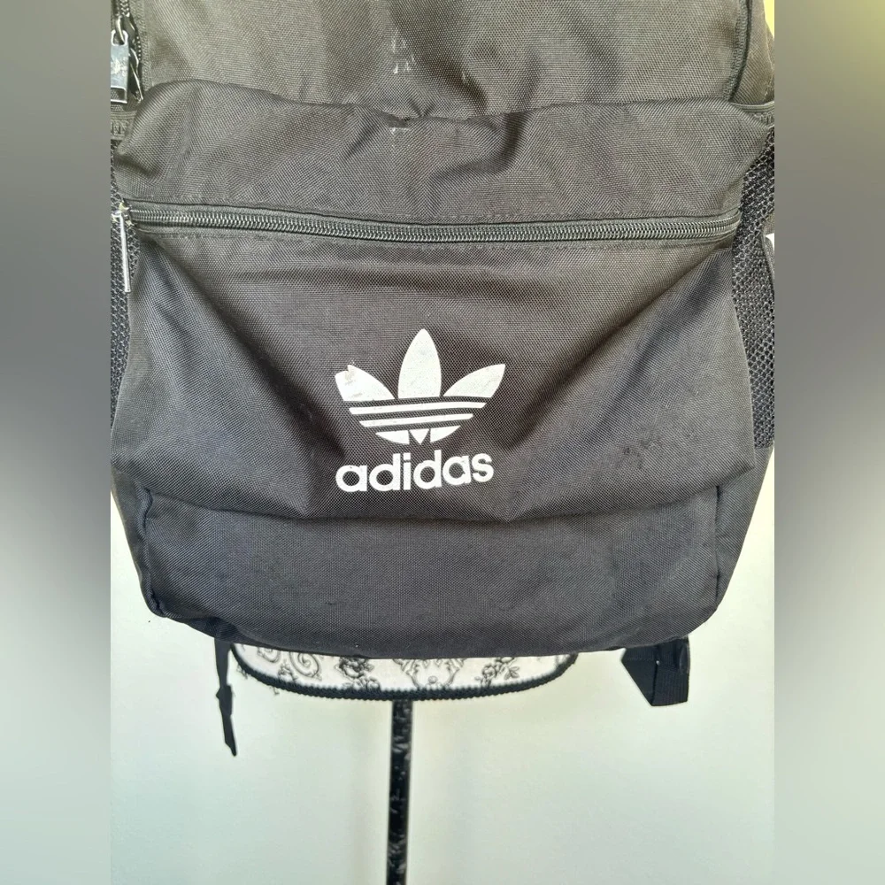adidas Black Trefoil Logo Backpack with White Accents - Picture 2 of 13